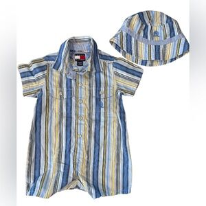 Y2K ✨ Tommy Hilfiger Matching Short Onesie & Bucket Hat